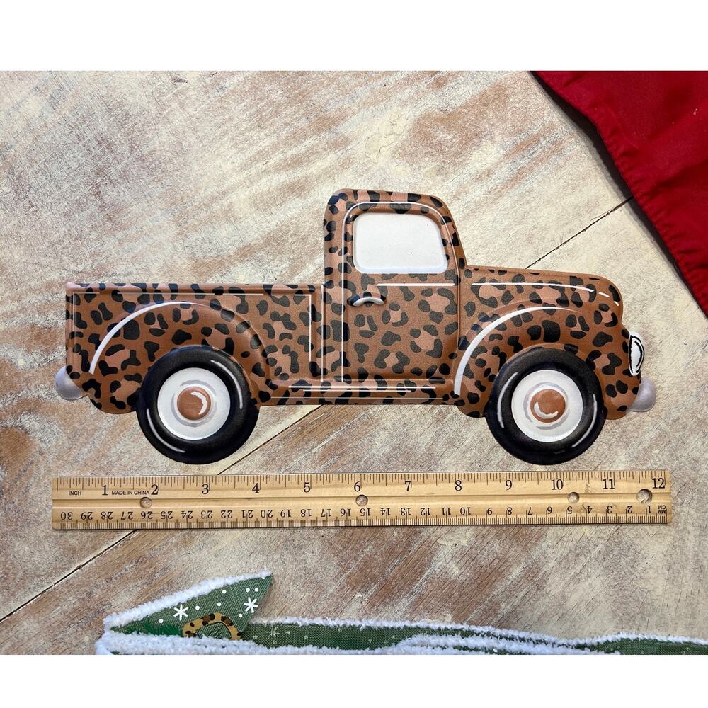 Leopard animal print Christmas truck and Christmas ribbon - Picture 3 of 6